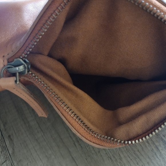 Anthropologie Leather Back Pack Brown Zip Top Sheep Leather Soft